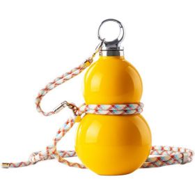Gourd Shape Insulated Tumbler with Straw 520ml Travel thermos Yellow