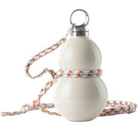 Gourd Shape Insulated Tumbler with Straw 520ml Travel thermos beige