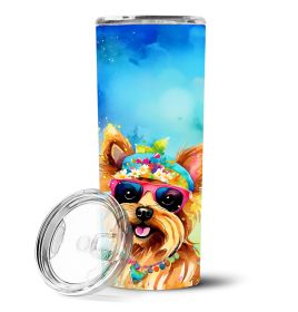 Yorkshire Terrier Hippie Dawg Stainless Steel Skinny Tumbler Vacuum Double Walled Reusable Insulated Tumbler Travel Cup for Coffee Cocktails Gift