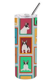 Lots of Black and White French Bulldog Stainless Steel Skinny Tumbler Vacuum Double Walled Reusable Insulated Tumbler Travel Cup for Coffee Cockt