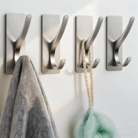 Self Adhesive Towel Hooks Extra Strong 13LB Stainless Hook For Hanging Loofah Towels Coat Brushed Nickel 4 Pack (Option: Brushed Nickel)